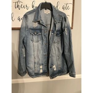 Distressed Jean Jacket Haute Monde Size Large Los Angeles Boutique Pristine‎